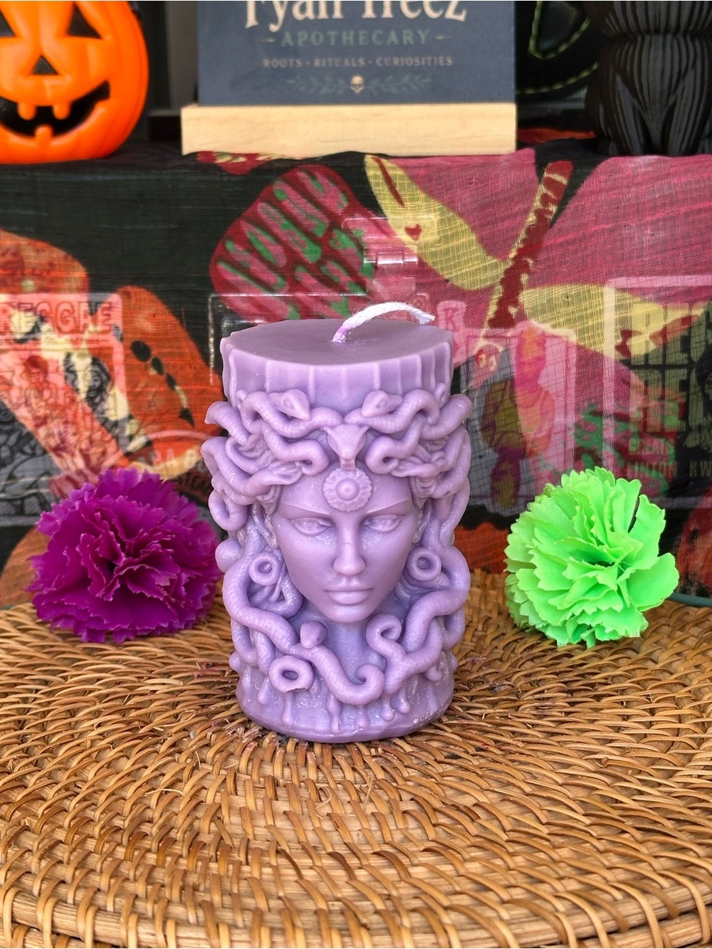 Purple Medusa Pillar Candle